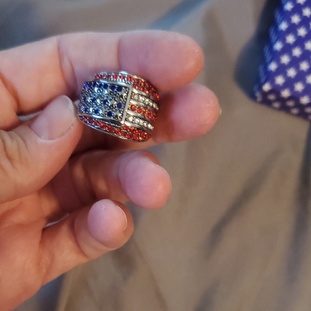Patriotic Red, White, and Blue Ring